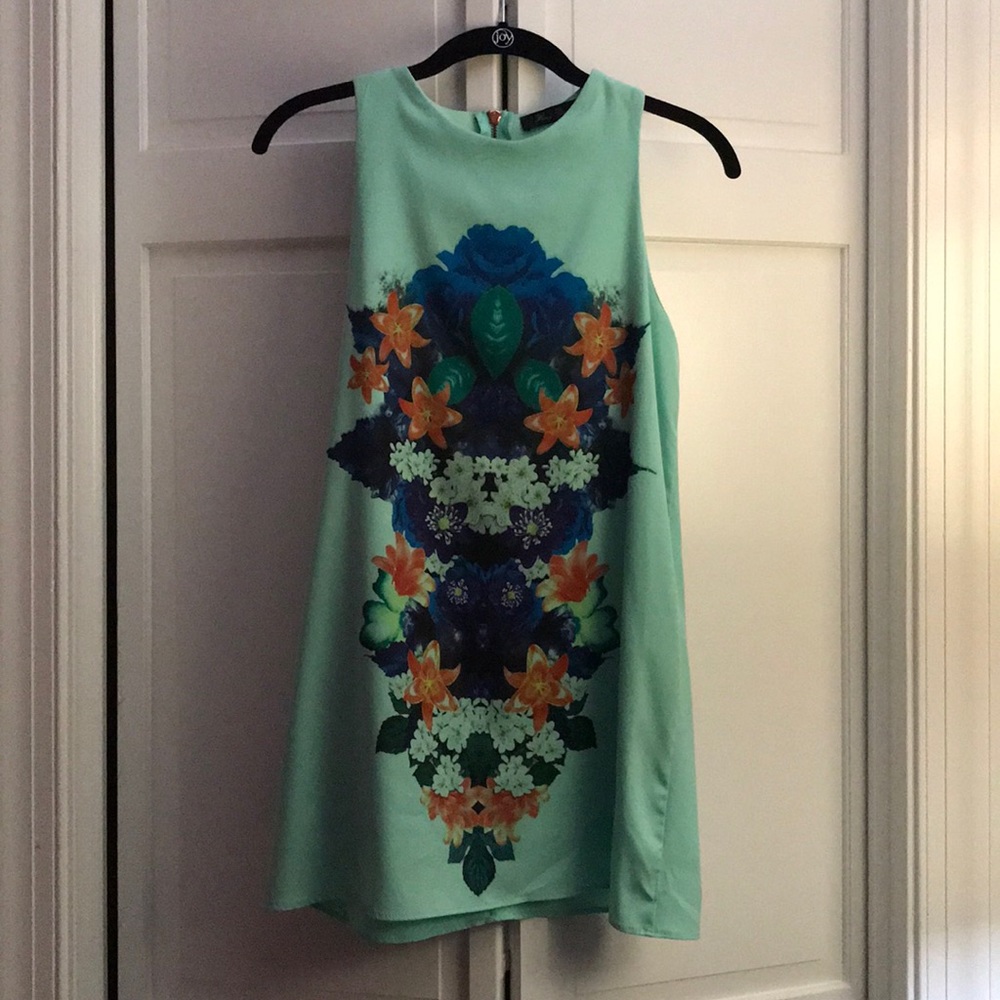Honey Punch floral print high neckline dress